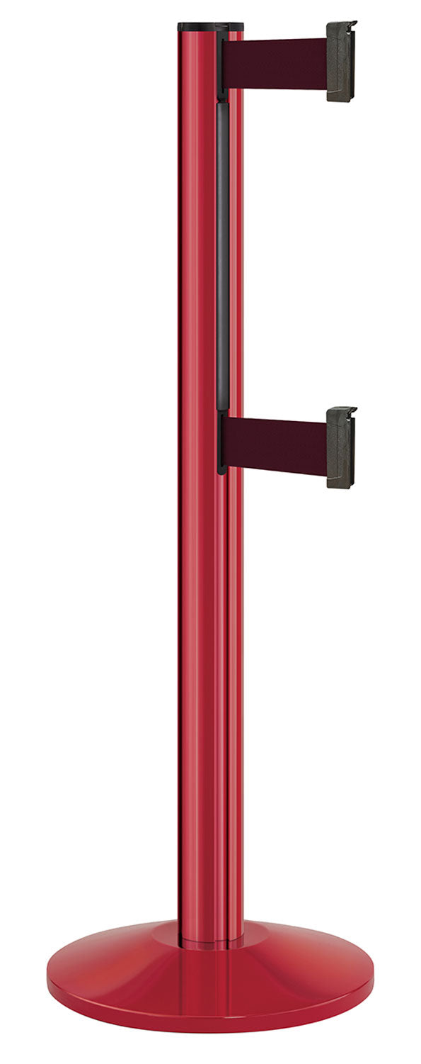 Beltrac 3000 ADA Portable Dual-Belt Stanchion | 10 FT Belts - TR - Torch Red - BY - Burgundy
