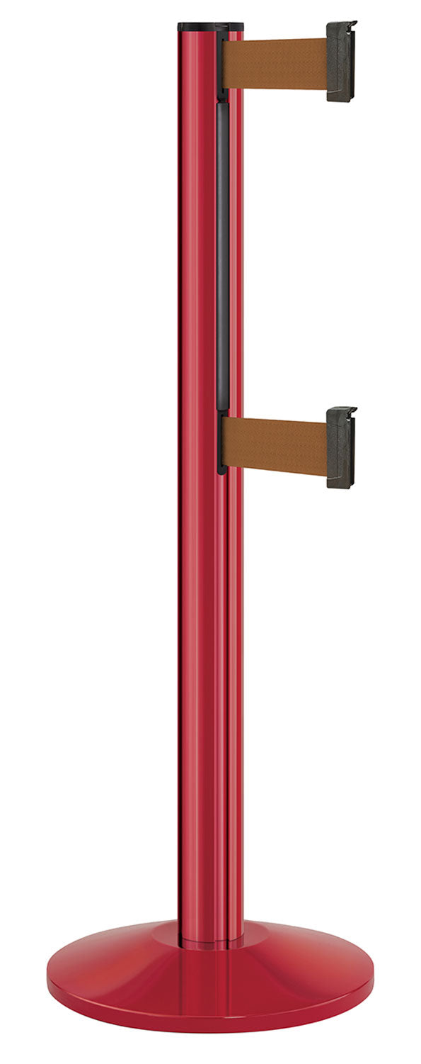 Beltrac 3000 ADA Portable Dual-Belt Stanchion | 10 FT Belts - TR - Torch Red - BZ - Bronze
