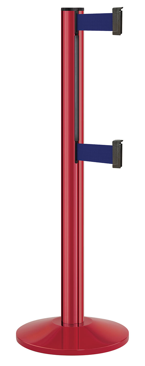 Beltrac 3000 ADA Portable Dual-Belt Stanchion | 10 FT Belts - TR - Torch Red - MB - Marine Blue
