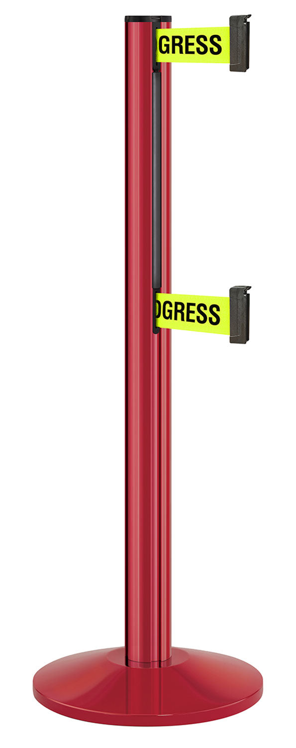 Beltrac 3000 ADA Portable Dual-Belt Stanchion | 10 FT Belts - TR - Torch Red - S2 - Maintenance in Progress