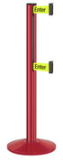Beltrac 3000 ADA Portable Dual-Belt Stanchion | 10 FT Belts - TR - Torch Red - S6 - Caution / Do Not Enter