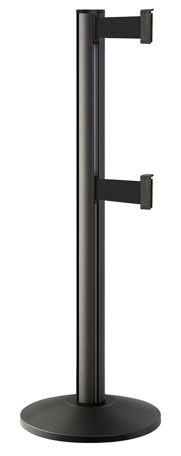 Beltrac 3000 ADA Portable Dual-Belt Stanchion | 10 FT Belts - WB - Wrinkle Black - BK - Black
