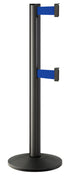 Beltrac 3000 ADA Portable Dual-Belt Stanchion | 10 FT Belts - WB - Wrinkle Black - BL - Blue