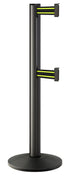 Beltrac 3000 ADA Portable Dual-Belt Stanchion | 10 FT Belts - WB - Wrinkle Black - BN - Black/Yellow