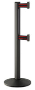 Beltrac 3000 ADA Portable Dual-Belt Stanchion | 10 FT Belts - WB - Wrinkle Black - BR - Black/Red