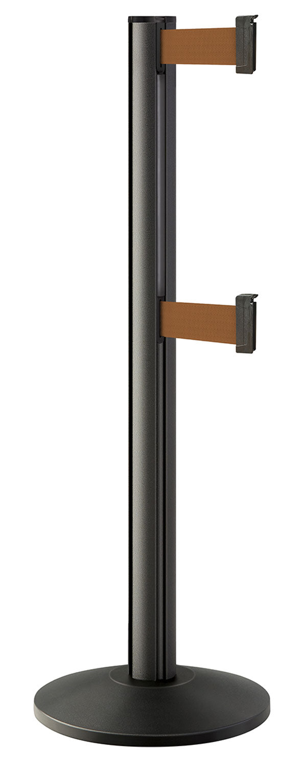 Beltrac 3000 ADA Portable Dual-Belt Stanchion | 10 FT Belts - WB - Wrinkle Black - BZ - Bronze