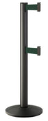 Beltrac 3000 ADA Portable Dual-Belt Stanchion | 10 FT Belts - WB - Wrinkle Black - FG - Forest Green