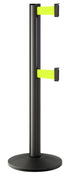 Beltrac 3000 ADA Portable Dual-Belt Stanchion | 10 FT Belts - WB - Wrinkle Black - FY - Florescent Yellow