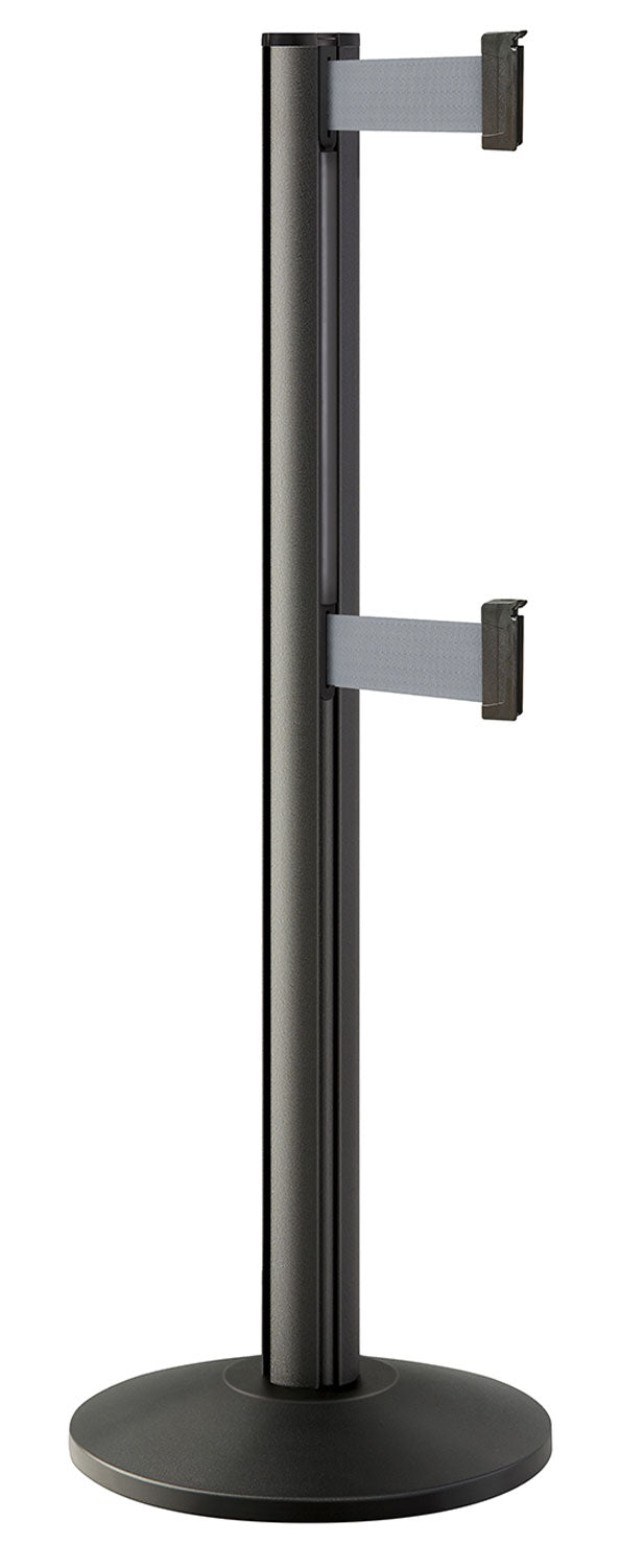 Beltrac 3000 ADA Portable Dual-Belt Stanchion | 10 FT Belts - WB - Wrinkle Black - GY - Gray
