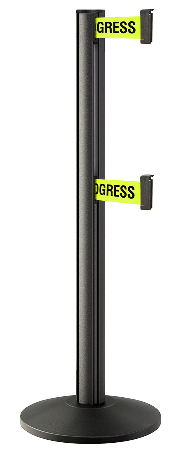 Beltrac 3000 ADA Portable Dual-Belt Stanchion | 10 FT Belts - WB - Wrinkle Black - S2 - Maintenance in Progress