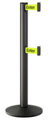 Beltrac 3000 ADA Portable Dual-Belt Stanchion | 10 FT Belts - WB - Wrinkle Black - S6 - Caution / Do Not Enter