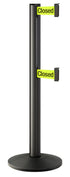 Beltrac 3000 ADA Portable Dual-Belt Stanchion | 10 FT Belts - WB - Wrinkle Black - S9 - Temporarily Closed (Double-Sided)