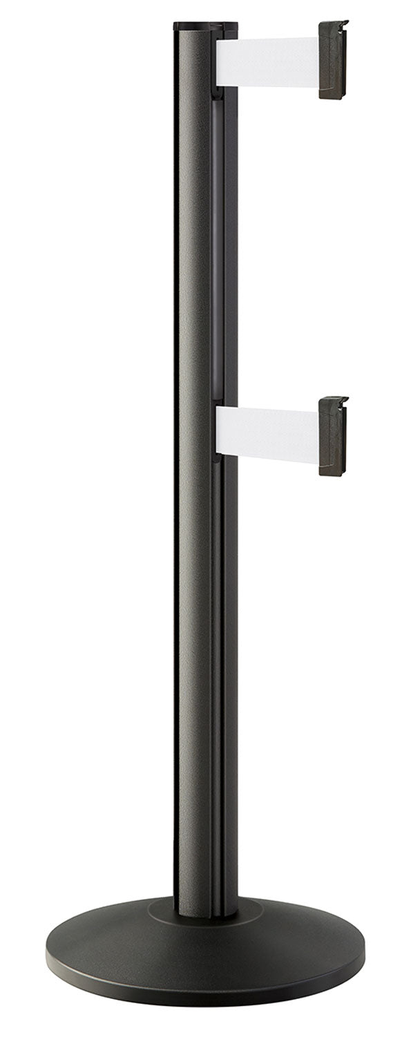 Beltrac 3000 ADA Portable Dual-Belt Stanchion | 10 FT Belts - WB - Wrinkle Black - WT - White