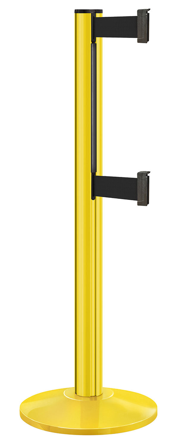 Beltrac 3000 ADA Portable Dual-Belt Stanchion | 10 FT Belts - YL - Yellow - BK - Black