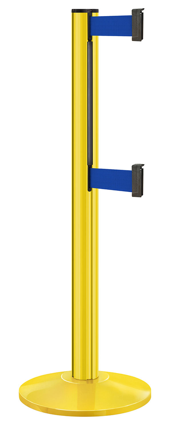 Beltrac 3000 ADA Portable Dual-Belt Stanchion | 10 FT Belts - YL - Yellow - BL - Blue