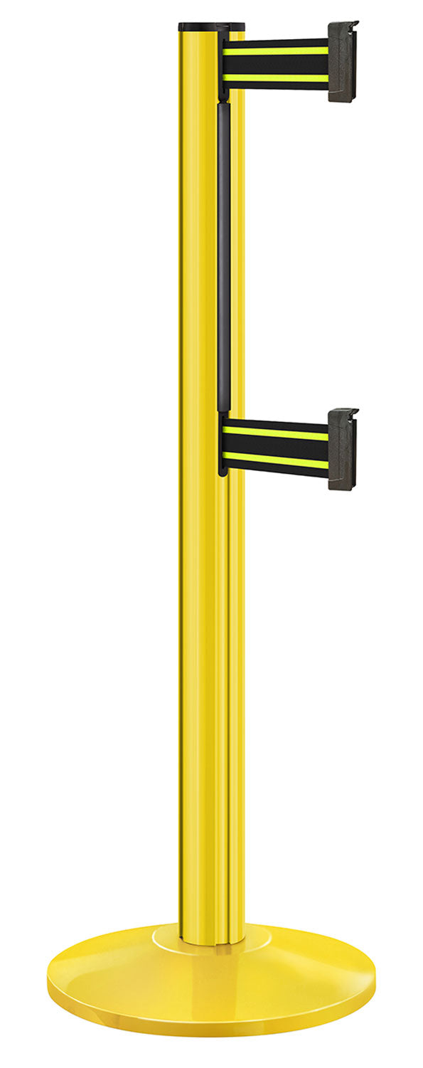 Beltrac 3000 ADA Portable Dual-Belt Stanchion | 10 FT Belts - YL - Yellow - BN - Black/Yellow