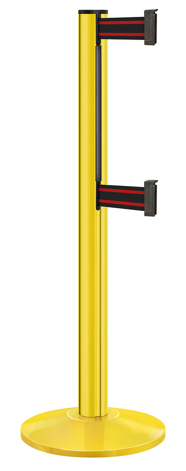 Beltrac 3000 ADA Portable Dual-Belt Stanchion | 10 FT Belts - YL - Yellow - BR - Black/Red