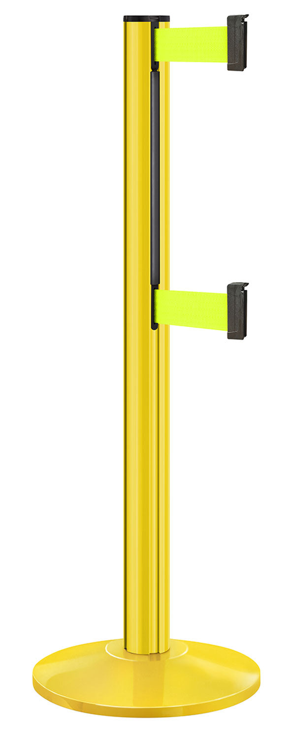 Beltrac 3000 ADA Portable Dual-Belt Stanchion | 10 FT Belts - YL - Yellow - FY - Florescent Yellow
