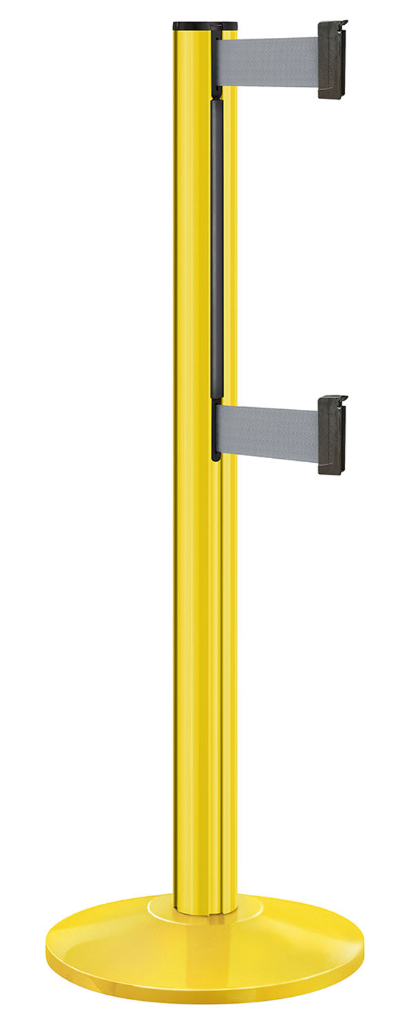Beltrac 3000 ADA Portable Dual-Belt Stanchion | 10 FT Belts - YL - Yellow - GY - Gray