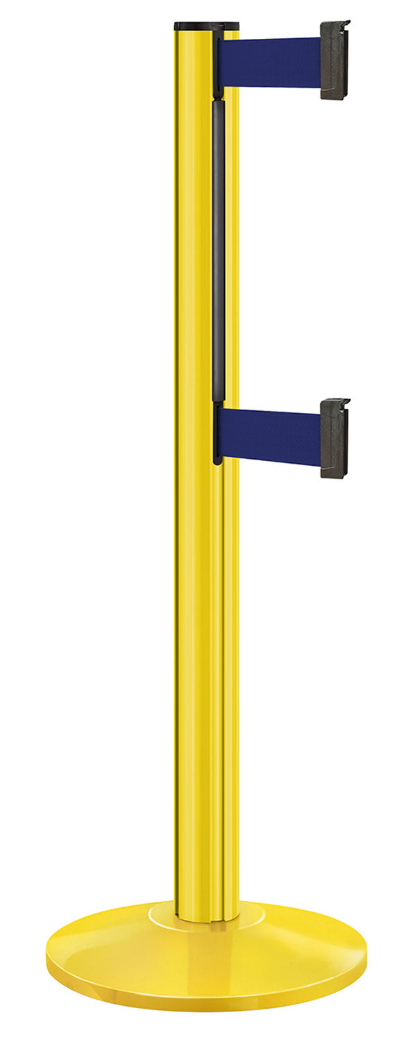 Beltrac 3000 ADA Portable Dual-Belt Stanchion | 10 FT Belts - YL - Yellow - MB - Marine Blue