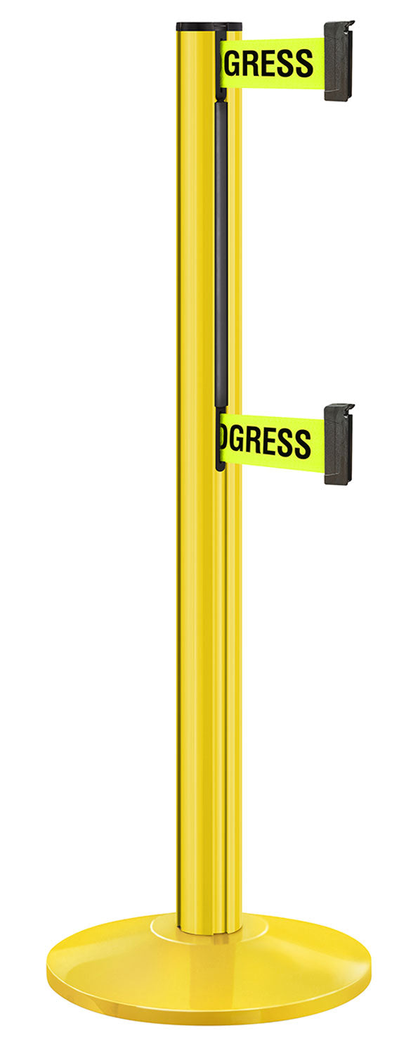 Beltrac 3000 ADA Portable Dual-Belt Stanchion | 10 FT Belts - YL - Yellow - S2 - Maintenance in Progress