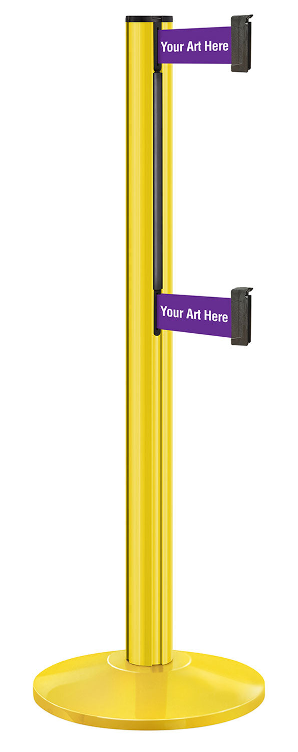 Beltrac 3000 ADA Portable Dual-Belt Stanchion | 10 FT Belts - YL - Yellow - SU - Custom Printing