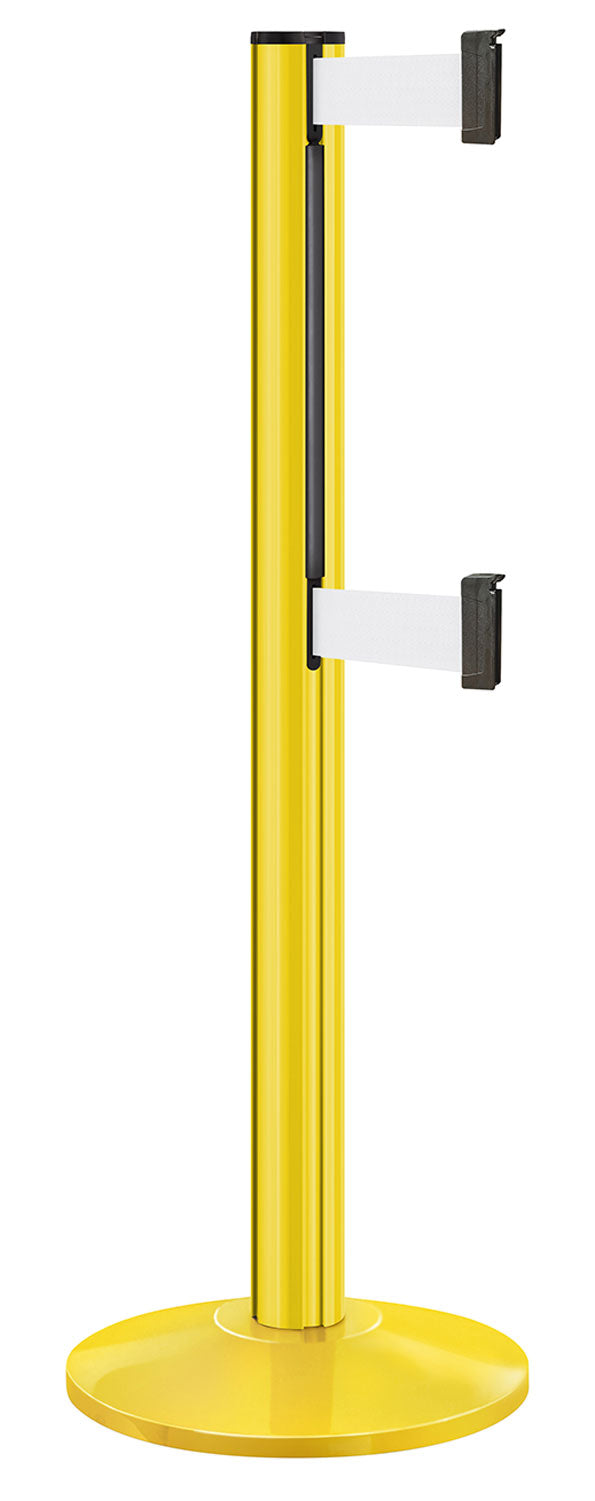 Beltrac 3000 ADA Portable Dual-Belt Stanchion | 10 FT Belts - YL - Yellow - WT - White