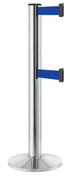 Beltrac 3000 ADA Portable Dual-Belt Stanchion | 15 FT Belts - CL - Chrome - BL - Blue