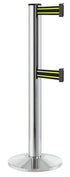Beltrac 3000 ADA Portable Dual-Belt Stanchion | 15 FT Belts - CL - Chrome - BN - Black/Yellow