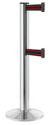 Beltrac 3000 ADA Portable Dual-Belt Stanchion | 15 FT Belts - CL - Chrome - BR - Black/Red