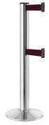 Beltrac 3000 ADA Portable Dual-Belt Stanchion | 15 FT Belts - CL - Chrome - BY - Burgundy