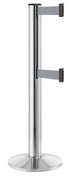 Beltrac 3000 ADA Portable Dual-Belt Stanchion | 15 FT Belts - CL - Chrome - GY - Gray