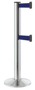 Beltrac 3000 ADA Portable Dual-Belt Stanchion | 15 FT Belts - CL - Chrome - MB - Marine Blue