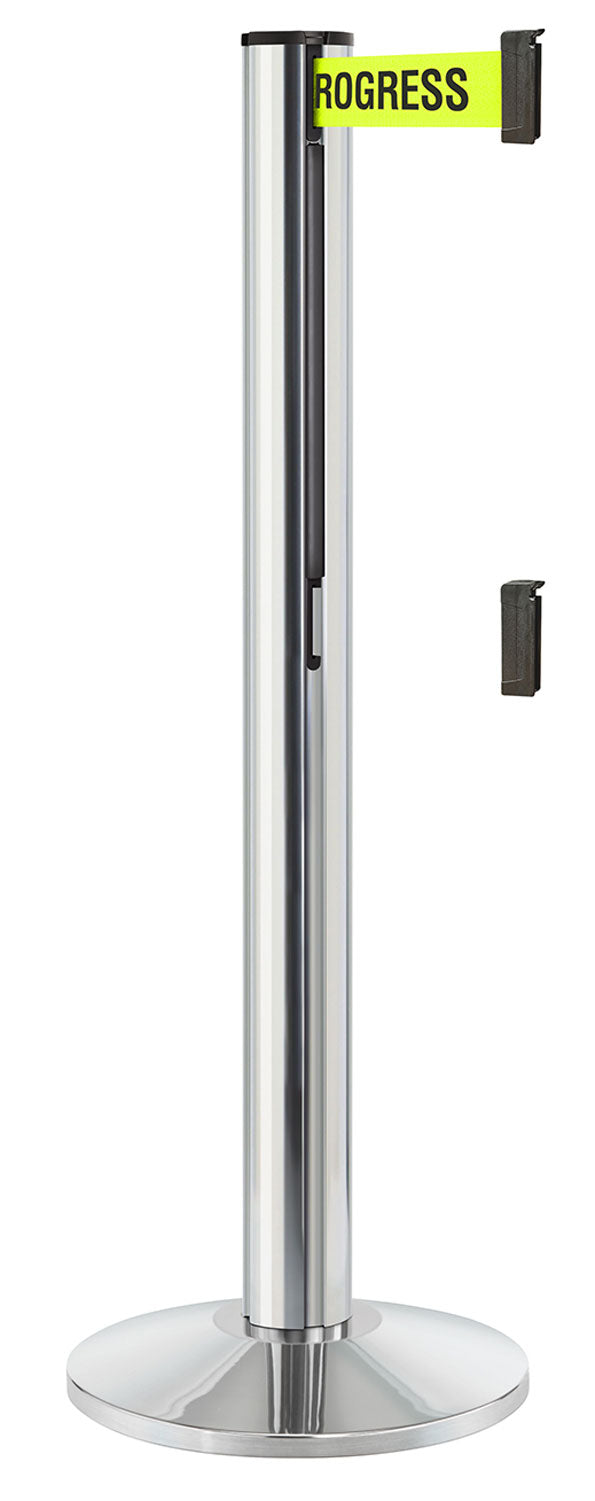 Beltrac 3000 ADA Portable Dual-Belt Stanchion | 15 FT Belts - CL - Chrome - S2 - Maintenance in Progress