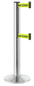 Beltrac 3000 ADA Portable Dual-Belt Stanchion | 15 FT Belts - CL - Chrome - S6 - Caution / Do Not Enter
