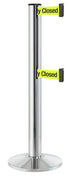 Beltrac 3000 ADA Portable Dual-Belt Stanchion | 15 FT Belts - CL - Chrome - S9 - Temporarily Closed (Double-Sided)