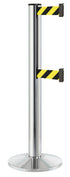 Beltrac 3000 ADA Portable Dual-Belt Stanchion | 15 FT Belts - CL - Chrome - SF - Safety Stripe