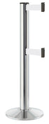 Beltrac 3000 ADA Portable Dual-Belt Stanchion | 15 FT Belts - CL - Chrome - WT - White