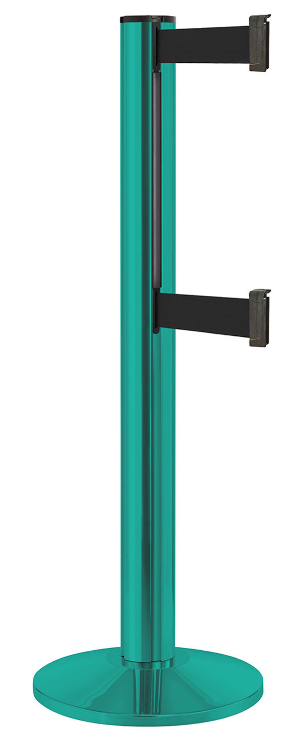 Beltrac 3000 ADA Portable Dual-Belt Stanchion | 15 FT Belts - CS - Custom - BK - Black