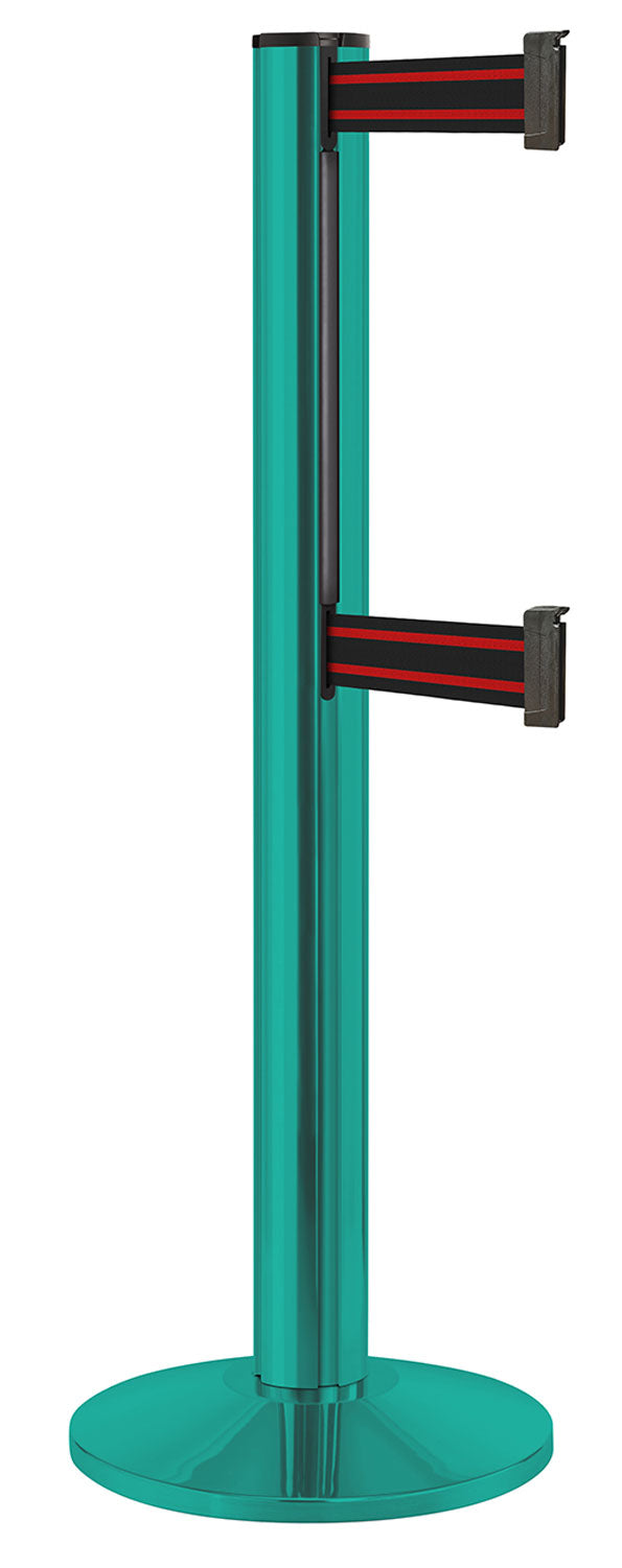 Beltrac 3000 ADA Portable Dual-Belt Stanchion | 15 FT Belts - CS - Custom - BR - Black/Red