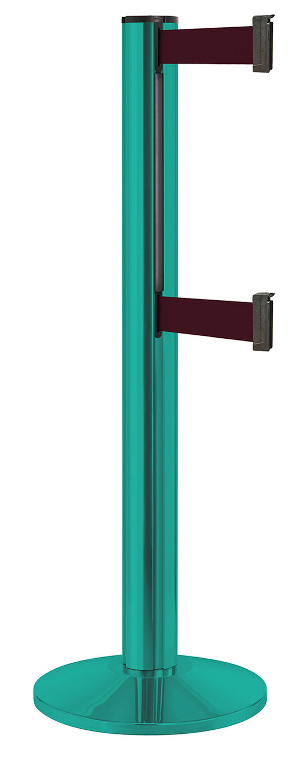 Beltrac 3000 ADA Portable Dual-Belt Stanchion | 15 FT Belts - CS - Custom - BY - Burgundy