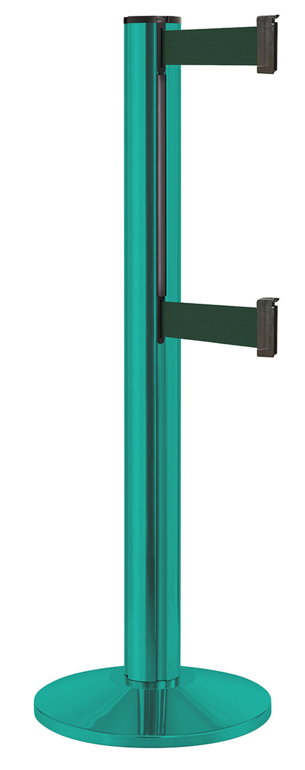 Beltrac 3000 ADA Portable Dual-Belt Stanchion | 15 FT Belts - CS - Custom - FG - Forest Green