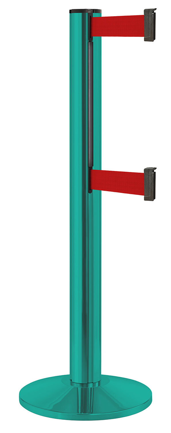 Beltrac 3000 ADA Portable Dual-Belt Stanchion | 15 FT Belts - CS - Custom - RD - Red