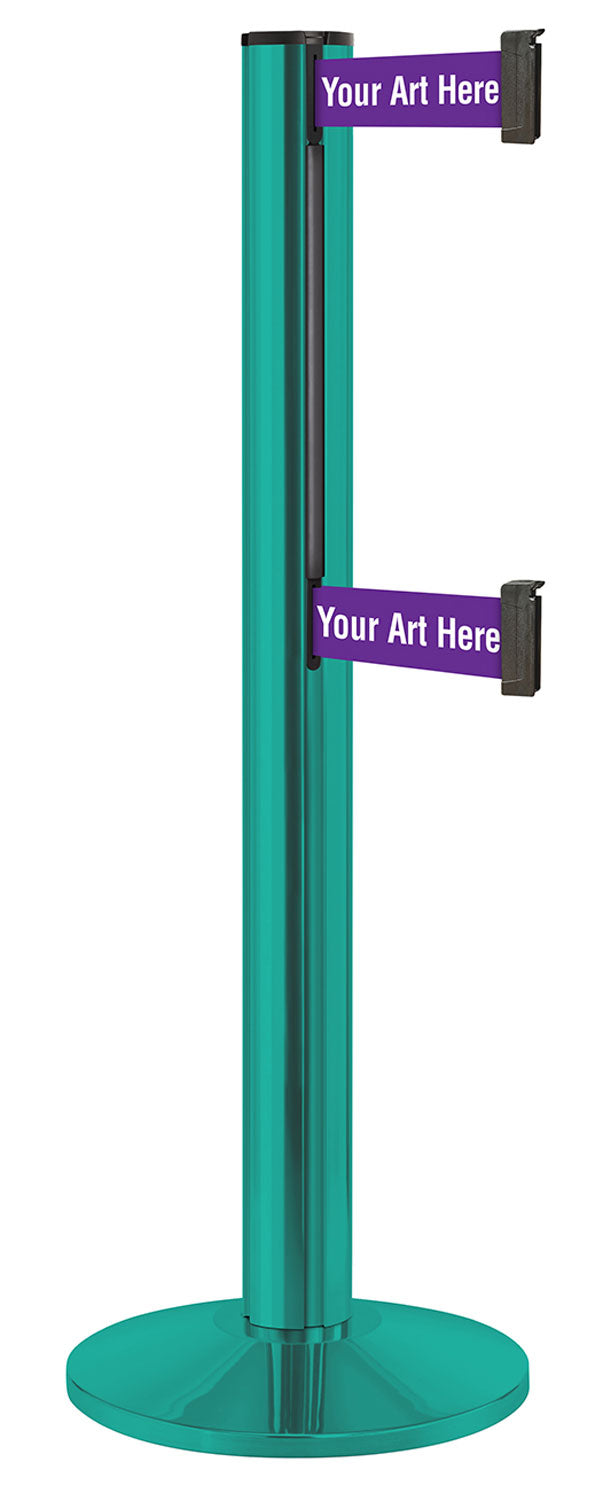 Beltrac 3000 ADA Portable Dual-Belt Stanchion | 15 FT Belts - CS - Custom - SU - Custom Printing