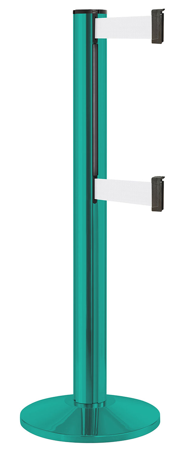 Beltrac 3000 ADA Portable Dual-Belt Stanchion | 15 FT Belts - CS - Custom - WT - White