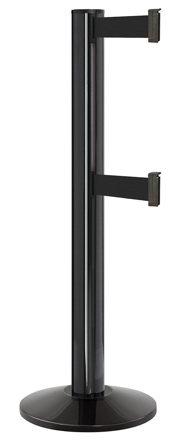 Beltrac 3000 ADA Portable Dual-Belt Stanchion | 15 FT Belts - GB - Gloss Black - BK - Black