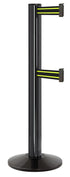 Beltrac 3000 ADA Portable Dual-Belt Stanchion | 15 FT Belts - GB - Gloss Black - BN - Black/Yellow
