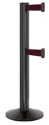 Beltrac 3000 ADA Portable Dual-Belt Stanchion | 15 FT Belts - GB - Gloss Black - BY - Burgundy