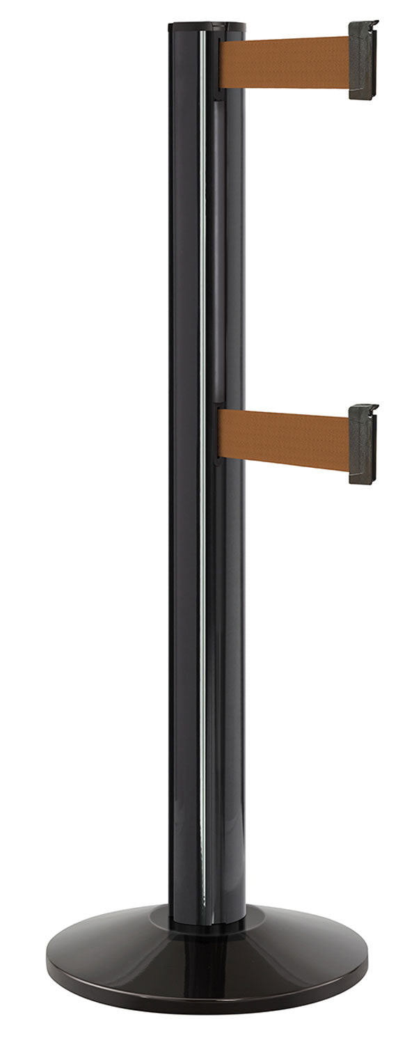 Beltrac 3000 ADA Portable Dual-Belt Stanchion | 15 FT Belts - GB - Gloss Black - BZ - Bronze