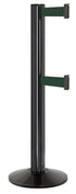 Beltrac 3000 ADA Portable Dual-Belt Stanchion | 15 FT Belts - GB - Gloss Black - FG - Forest Green